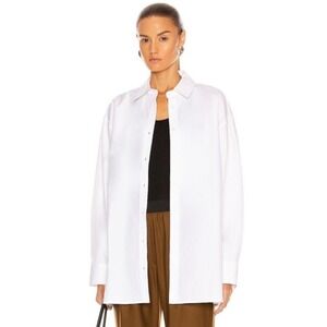 LOULOU STUDIO‎ Espanto Oversized Cotton Button Up Shirt White XL